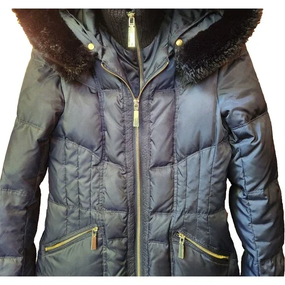 Vince Camuto Faux Fur Trim midweight down coat women XS Winter puffer - Picture 4 of 11